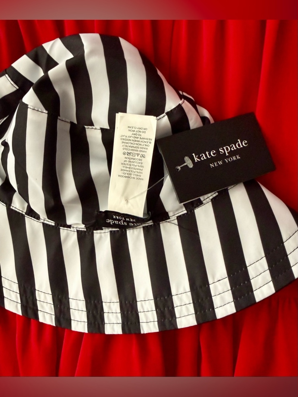 NWT Kate Spade Reversible Awning Stripe Bucket Hat - Picture 3 of 9